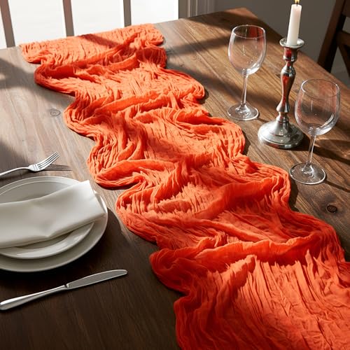 Hot Pink and Orange Cheesecloth Table Runners - 118 Inch, Set of 6, Bright Colors