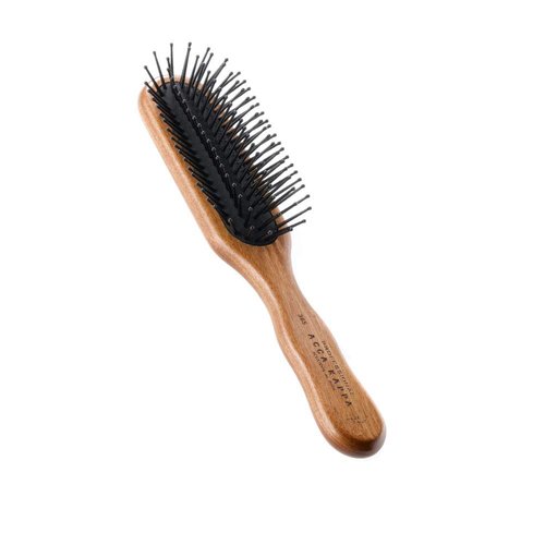 ACCA KAPPA Classic Rectangular Brush – Pom Pins with Kotibé Wood and Nylon Bristles
