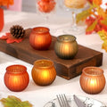 12Pcs Pumpkin Votive Candle Holders Set - Fall Decor, Orange-Red, Yellow, Green, Brown