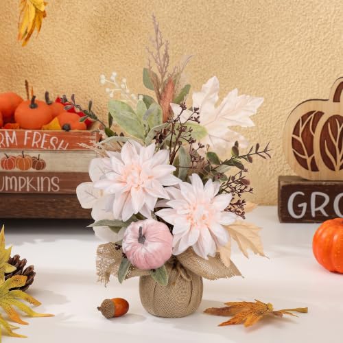 Fall Thanksgiving Table Decor - White Autumn Centerpiece for Dining