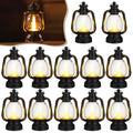 Mini Lanterns Set - 12 Black 6-Inch Decorative Candle Lanterns for Home & Party