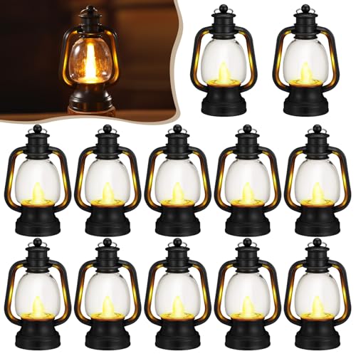 Mini Lanterns Set - 12 Black 6-Inch Decorative Candle Lanterns for Home & Party