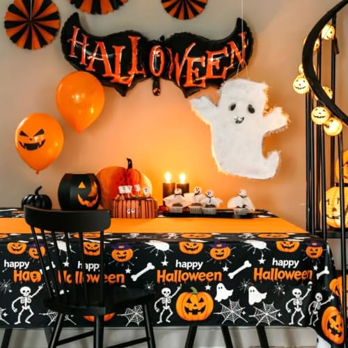 2 Pack Halloween Disposable Plastic Tablecloths 54x108 Inches - Spooky Party Decor
