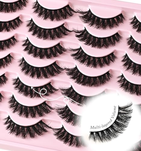 False Eyelashes Natural Cat Eye Wispy Fluffy Strip Lashes - Volume Cluster