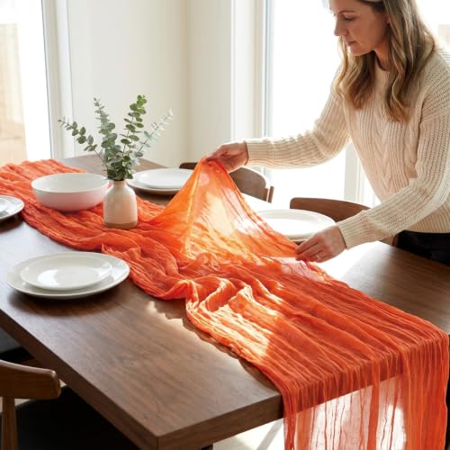 Orange Cheesecloth Table Runner 10Ft 23x120 Inch - 12 Pack, Elegant Home Decor
