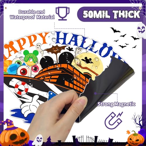 Halloween Cruise Door Magnets Set - 16 Decorative Magnetic Stickers for Refrigerator, Car & Carnival Ship