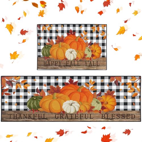ArtSocket Fall Kitchen Rugs Set of 2 Non-Slip Washable Mats - Fall 3