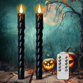 Wondise Halloween Black Flameless Taper Candles with Remote Timer - 2 Pack