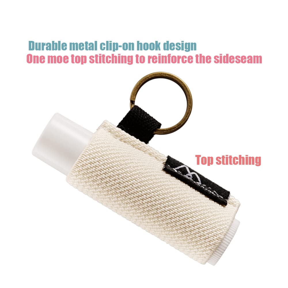 WK IEASON Lip Balm Holder Keychain - Stylish Chapstick Sleeve Set of 5 in Beige, Green, Yellow, Black & Rose
