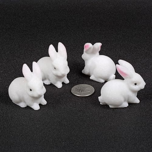 Justinstones Matte White Marble Rabbit Figurine - Natural Gemstone Home Decor Gift