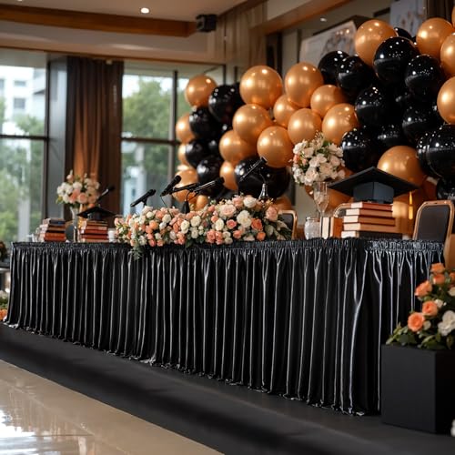 Black Satin Table Skirt for Rectangular Tables 252x30 Inches - Wish Care, 21ft Length, Wrinkle-Free Party Decor Variation of THIS listing