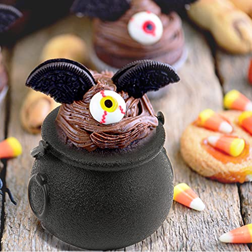 Mini Black Cauldron Halloween Candy Holders 12pcs - Multi-Purpose Plastic Decoration