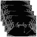 Halloween Skeleton Spider Placemats Set of 4 - Black Table Decor for Parties & Kitchen