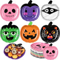 Umigy 42 Pack Halloween Paper Plates Disposable Party Dinnerware Set - Pumpkin & Bat Design - Festive Tableware for Halloween Parties Variation of 42