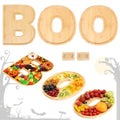 Halloween Charcuterie Board Set with Bamboo Trays & Dipping Saucers - Boo Theme Party Platter
