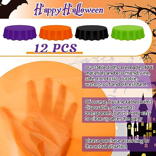 Preboun 12-Pack 84-Inch Halloween Plastic Tablecloths - Assorted Colors
