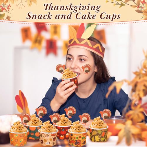 180 Pack Disposable Thanksgiving Snack Cups - Elegant Pumpkin & Skeleton Designs