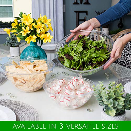 2 Pack Disposable Clear Round Serving Bowls for Parties & Snacks - 48 Ounce