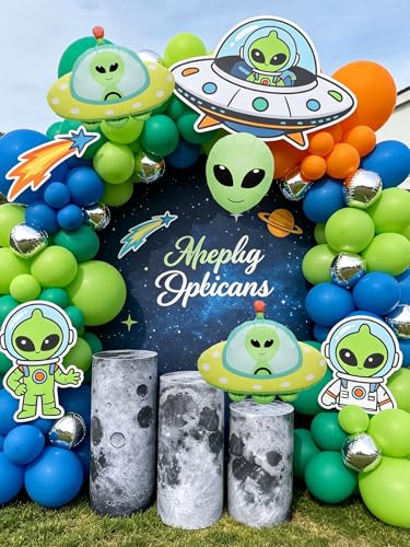 3Pcs Alien UFO Foil Balloons Space Theme Party Decorations for Kids Birthday
