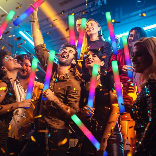 44 PCS Foam Glow Sticks with 3 Modes - Colorful Flashing LED Party Pack