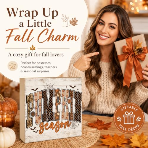 Halloween Fall Pumpkin Wood Sign FALL46 - Autumn Wall Decor for Home