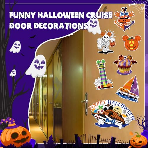 Halloween Cruise Door Magnets Set - 16 Decorative Magnetic Stickers for Refrigerator, Car & Carnival Ship