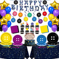Horror Cartoon Button Party Decorations Set with Balloons Banner & Tableware