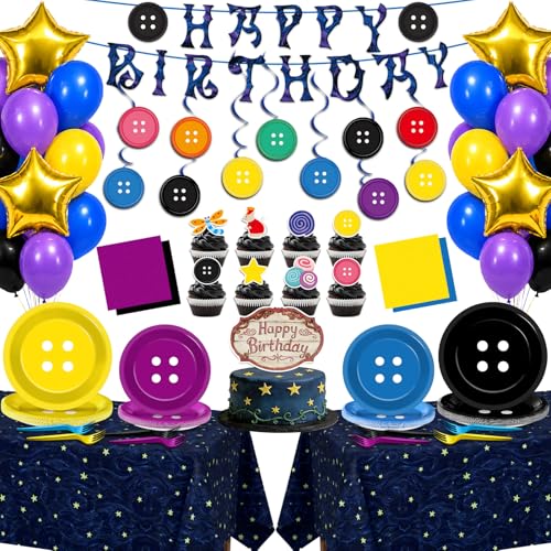 Horror Cartoon Button Party Decorations Set with Balloons Banner & Tableware