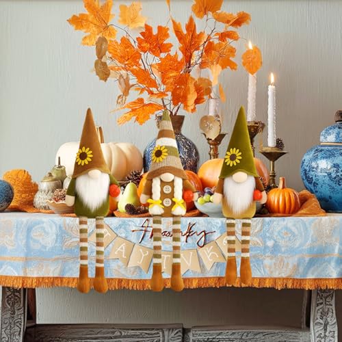 Fall Pumpkin Gnome Decor Set - Plush Autumn Table Ornaments for Thanksgiving & Home