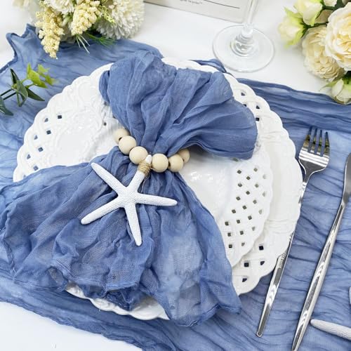 Wood Bead Starfish Napkin Rings Set of 12 Coastal Beach Table Decor