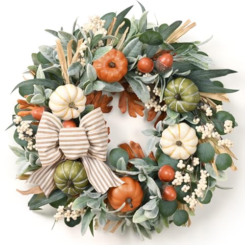 2-Pack 22-Inch Autumn Fall Wreaths for Front Door Home Decor - Fall Decorations