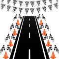 Race Car Party Supplies Set with Track, Flags & Cones - Kids Event Decorations