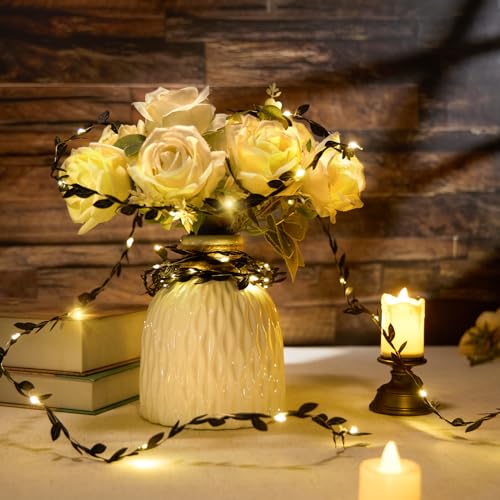 Black Leaves String Lights 6.56ft 20 LED Battery Operated - 2 Pack