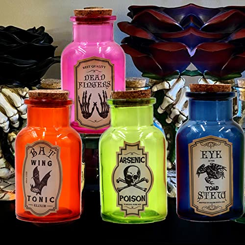 Halloween Potion Glass Bottle Set - Reusable Apothecary Decor with Labels & Stickers