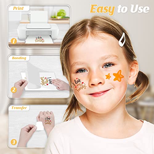 Printable Temporary Tattoo Paper for Inkjet & Laser Printers - Clear, 10 Sheets