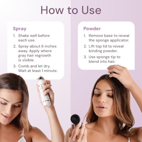 Root Concealer Spray & Powder for Gray Hair Touch Up - Medium Brown