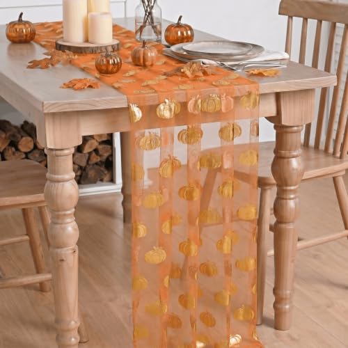 Fall Gauze Table Runner 120 Inch 3-Pack Orange Gold - 28 x 120 Inch