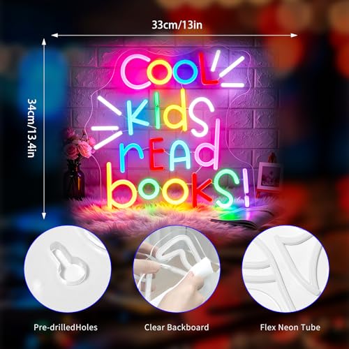 Neon Sign - Cool Kids Read Books Wall Decor LED Neon Light