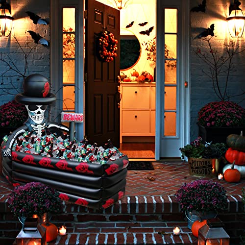 43 Inch Inflatable Halloween Cooler Drink Holder - Large Capacity Skeleton Coffin for Parties