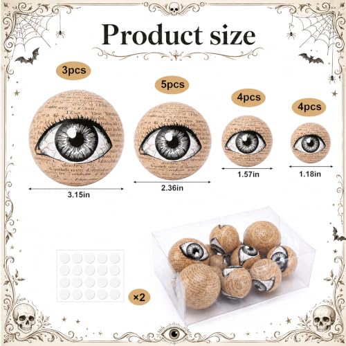 16 Pcs Halloween Eyeball Orbs Set - Realistic Scary Eye Decorations in 4 Sizes