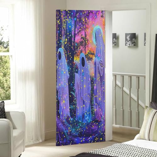 Halloween Ghost Forest Door Cover - Party Decoration, 79x35 Inch, Variation 8