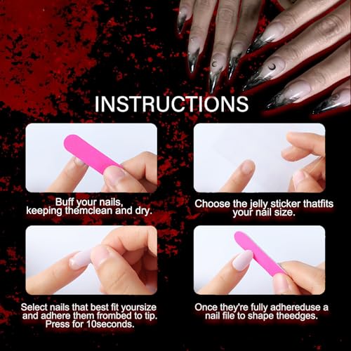 Halloween Press on Nails Short Square Black Fake Nails with Designs - Halloween Nails14