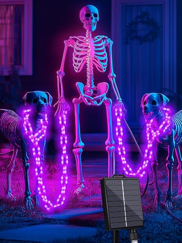 Purple Solar Halloween String Lights - 10 FT 160 LED 8 Modes Waterproof
