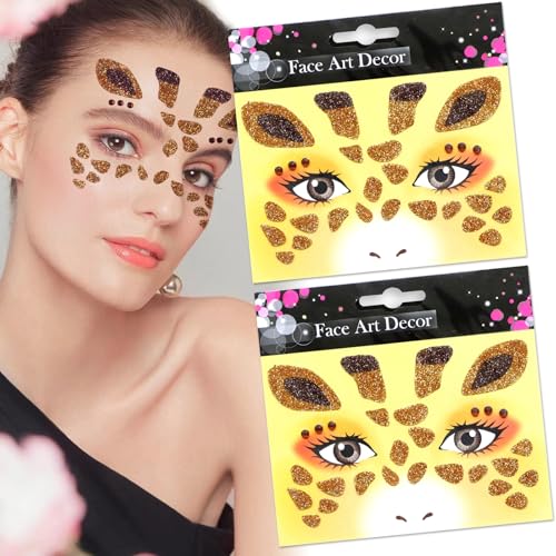 Giraffe Halloween Temporary Tattoo Stickers - Glitter Body Decal (07-Giraffe)