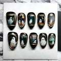 Halloween Ghost Press On Nails Set 36 - Spooky Gothic Pumpkin Spider Web Design