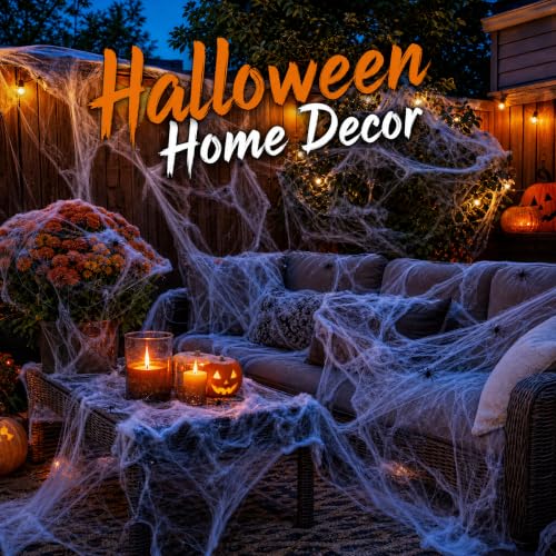 Land Guard 1000 Sq Ft Spider Web with 50 Artificial Spiders Halloween Decor