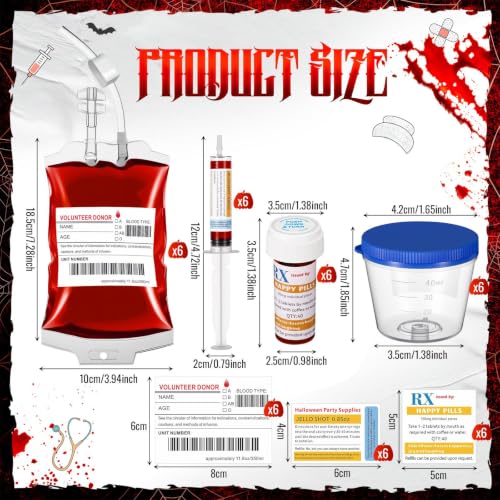 Halloween Blood Bags Party Supplies Nurse Decoration Set - Variation of 6