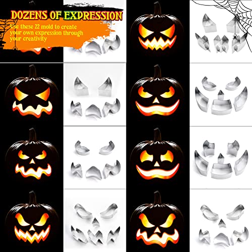 Kids Safe Pumpkin Carving Kit with Stainless Steel Tools & Stencils for Halloween DIY