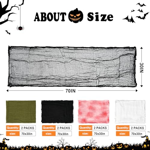 Halloween Creepy Cloth Fabric Decorations - 8 Pack 30x72 Inch Spooky Gauze for Indoor Outdoor Party