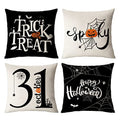Halloween Pillow Covers 22x22 Set of 4 Black Spider Webs Bat Decor - Trick or Treat